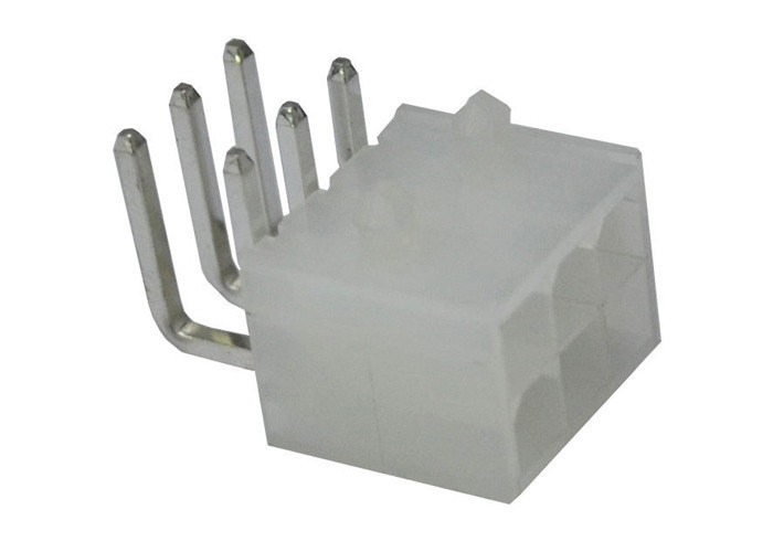 White Right Angle 6 Pin Header wafer Dây Pcb để kết nối bảng 30m Ohm