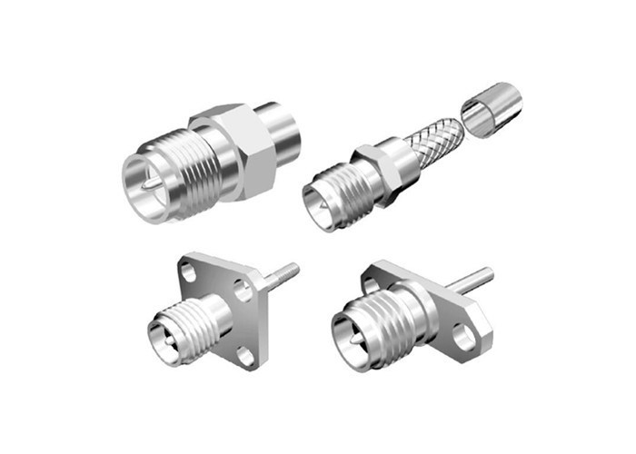 Ohm RoHS du connecteur coaxial 50 d'en cuivre de bride de connecteur masculin du laiton SMA conforme