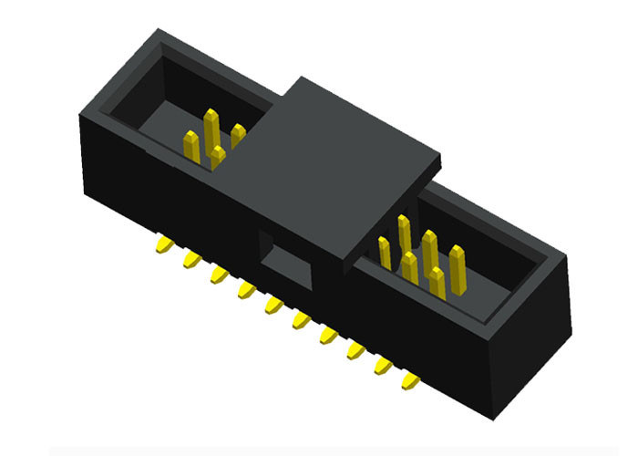 SMT CAP ชนิดคอนเนคเตอร์ส่วนหัวของกล่องตัวเชื่อม 1.27 มม. Pitch Gold ตัวสัมผัสแฟลช