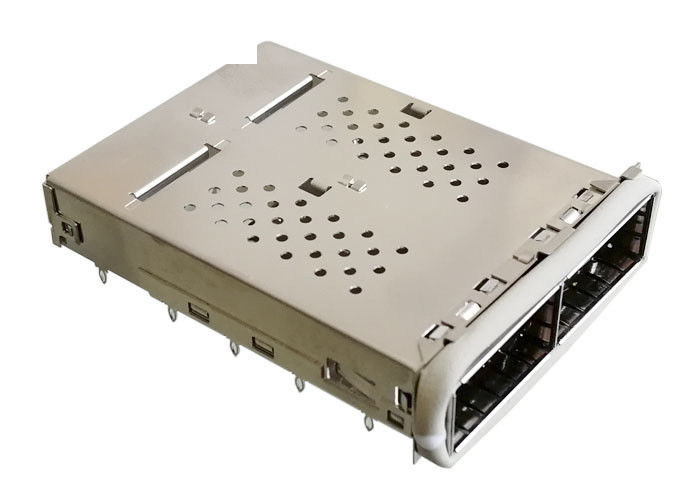اتصال دهنده قفس QSFP14 SFP 2 پورت 1x2 اترنت Ganged 40G با استفاده از واشر EMI