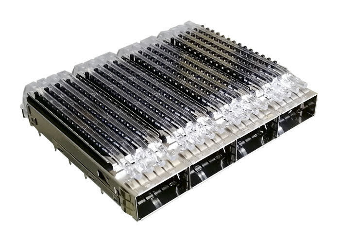 구리 합금 Ganged Qsfp28 SFP 감금소 연결관 4 항구 ISO 9001 ISO 14001는 찬성합니다