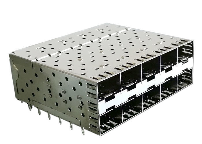 2 एक्स 5 ईएमआई फिंगर स्प्रिंग के साथ इंटीग्रेटेड इंटरफेस कनेक्टर के साथ एसएफपी केस का ढेर